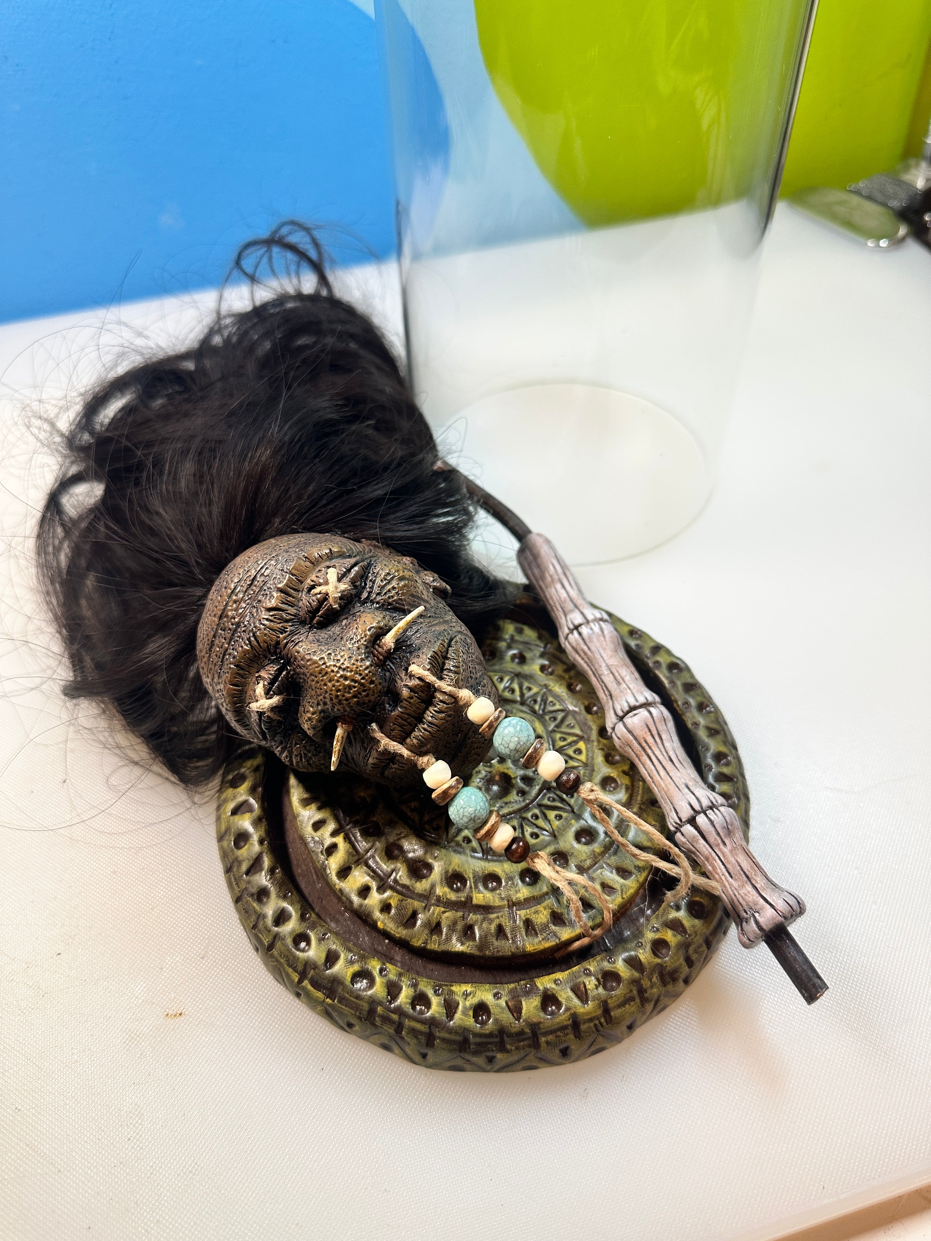 Shrunken Head & Display Dome - Horror Decor | Screametery Originals
